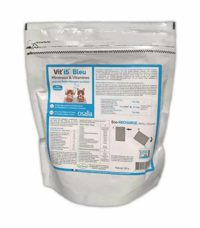 ANIMAL NUTRITION Complément VIT'I5 BLEU Eco-recharge Chien Et Chat 600 G 1 ANIMAL NUTRITION Complément VIT'I5 BLEU Eco-recharge Chien Et Chat 600 G