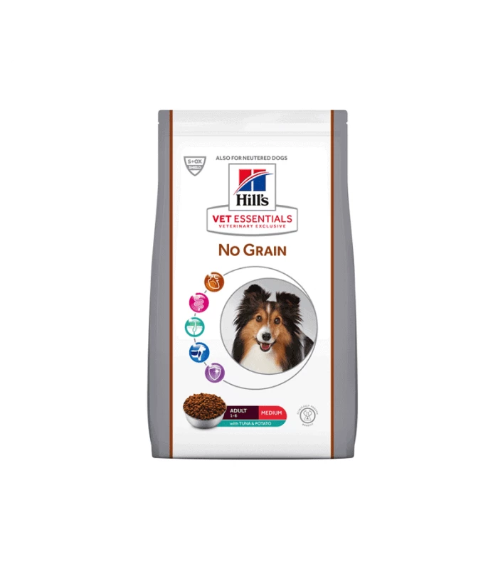 HILL'S Pet Nutrition Croquettes ADULT MEDIUM NO GRAIN THON & POMMES DE TERRE Chien Sac 10 Kg - Vet Essentials 1 HILL'S Pet Nutrition Croquettes ADULT MEDIUM NO GRAIN THON & POMMES DE TERRE Chien Sac 10 Kg - Vet Essentials