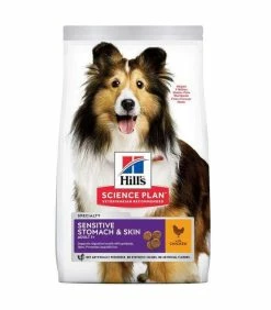 HILL'S Pet Nutrition Croquettes ADULT SENSITIVE STOMACH&SKIN MEDIUM POULET Chien Sac 14 Kg - Science Plan