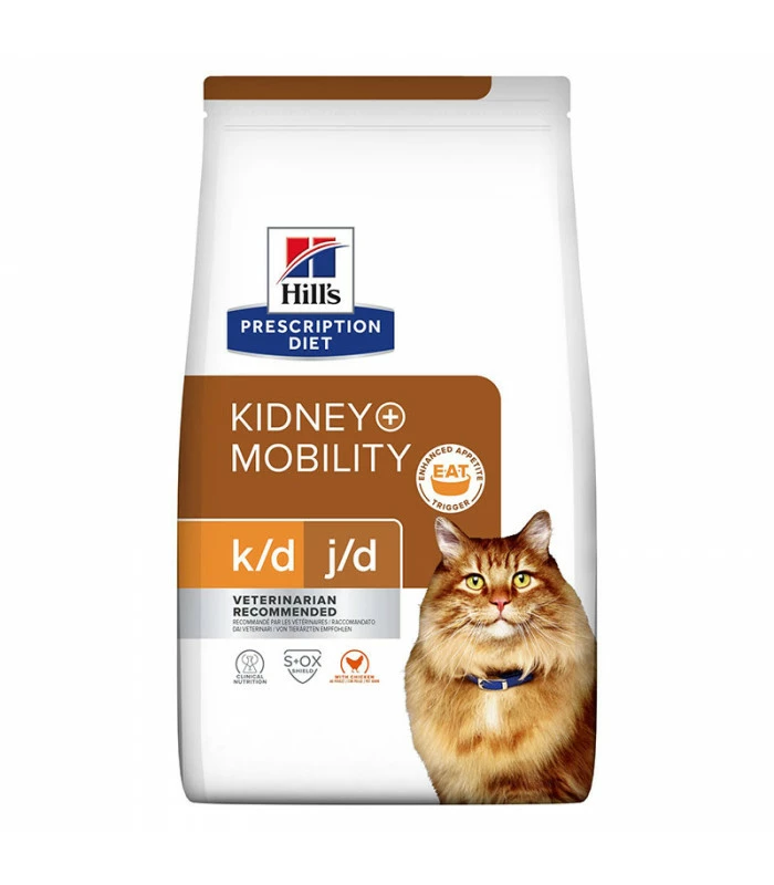 HILL'S Pet Nutrition Croquettes K/D J/D KIDNEY + MOBILITY POULET Chat Sac 1.5 Kg - Prescription Diet 1 HILL'S Pet Nutrition Croquettes K/D J/D KIDNEY + MOBILITY POULET Chat Sac 1.5 Kg - Prescription Diet
