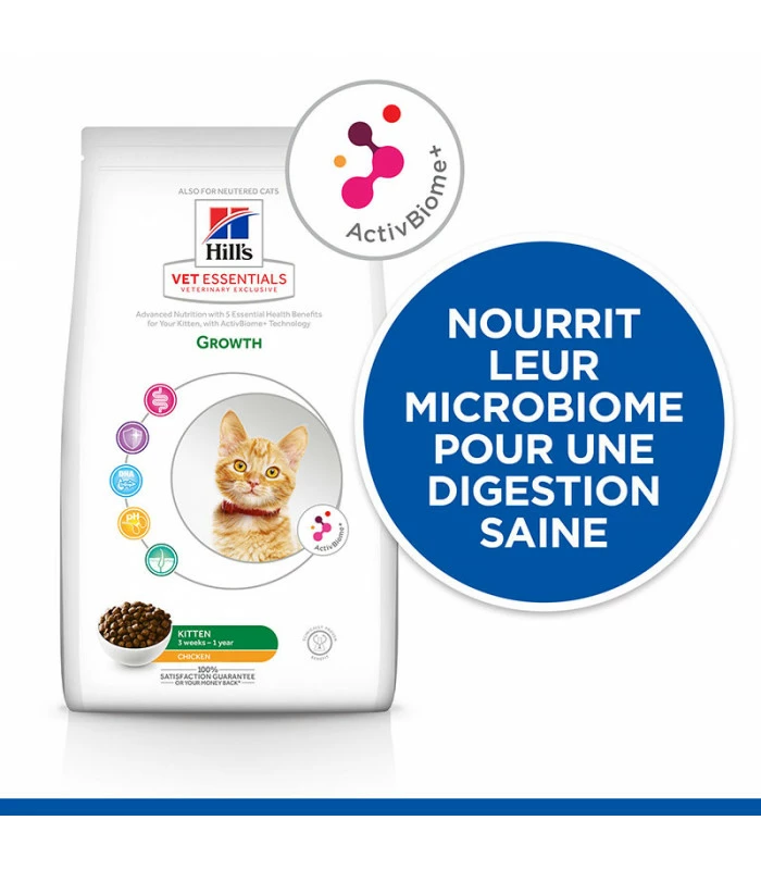 HILL'S Pet Nutrition Croquettes KITTEN GROWTH ACTIVE BIOME+ POULET Chat Sac 1.5 Kg - Vet Essentials 2 HILL'S Pet Nutrition Croquettes KITTEN GROWTH ACTIVE BIOME+ POULET Chat Sac 1.5 Kg - Vet Essentials – Image 2