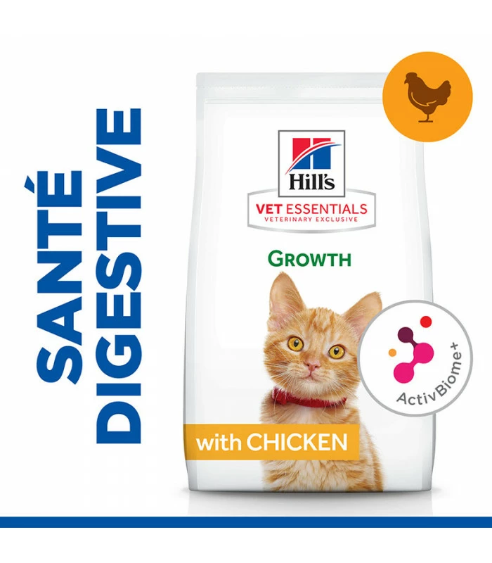 HILL'S Pet Nutrition Croquettes KITTEN GROWTH ACTIVE BIOME+ POULET Chat Sac 1.5 Kg - Vet Essentials 4 HILL'S Pet Nutrition Croquettes KITTEN GROWTH ACTIVE BIOME+ POULET Chat Sac 1.5 Kg - Vet Essentials – Image 4