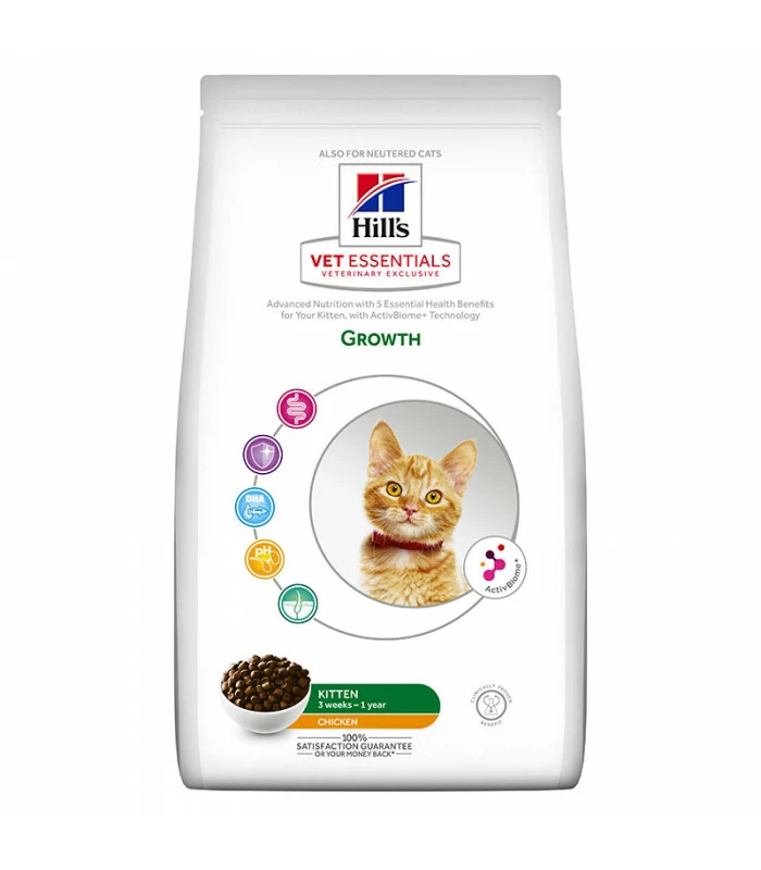HILL'S Pet Nutrition Croquettes KITTEN GROWTH ACTIVE BIOME+ POULET Chat Sac 1.5 Kg - Vet Essentials 1 HILL'S Pet Nutrition Croquettes KITTEN GROWTH ACTIVE BIOME+ POULET Chat Sac 1.5 Kg - Vet Essentials