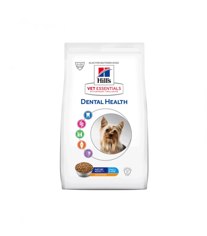 HILL'S Pet Nutrition Croquettes MATURE DENTAL HEALTH SMALL&MINI POULET Chien Sac 2 Kg - Vet Essentials 1 HILL'S Pet Nutrition Croquettes MATURE DENTAL HEALTH SMALL&MINI POULET Chien Sac 2 Kg - Vet Essentials