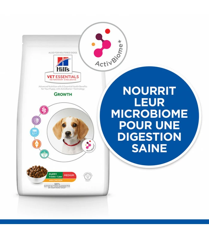 HILL'S Pet Nutrition Croquettes PUPPY GROWTH ACTIVE BIOME + MEDIUM POULET Chien Sac 2 Kg - Vet Essentials 2 HILL'S Pet Nutrition Croquettes PUPPY GROWTH ACTIVE BIOME + MEDIUM POULET Chien Sac 2 Kg - Vet Essentials – Image 2