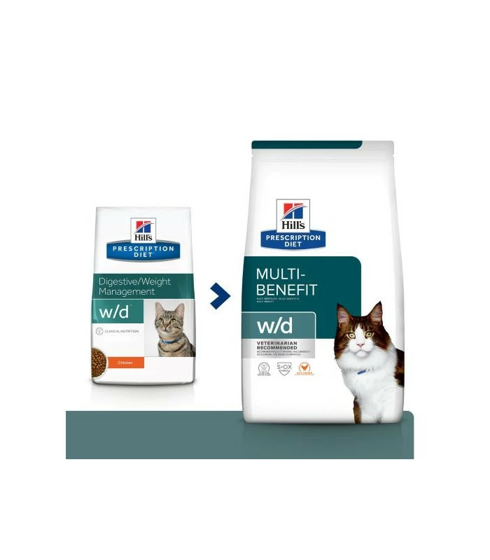 HILL'S Pet Nutrition Croquettes W/D MULTI-BENEFIT POULET Chat Sac 3 Kg - Prescription Diet 1 HILL'S Pet Nutrition Croquettes W/D MULTI-BENEFIT POULET Chat Sac 3 Kg - Prescription Diet