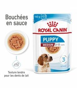 ROYAL CANIN Dog Puppy Medium Bouchées En Sauce 10 X 140 G -alimentation chats boutique dog puppy medium bouchees en sauce 10 x 140 g 7