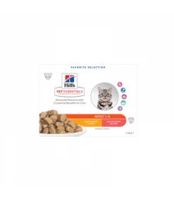 HILL'S Pet Nutrition Pâtée ADULT POULET & SAUMON MULTIPACK Chat 12x85g - Vet Essentials