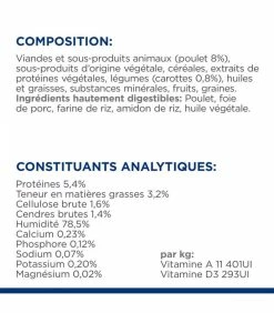 HILL'S Pet Nutrition Pâtée GASTROINTESTINAL BIOME MIJOTES POULET & CAROTTES Chien 12x354g - Prescription Diet 19 HILL'S Pet Nutrition Pâtée GASTROINTESTINAL BIOME MIJOTES POULET & CAROTTES Chien 12x354g - Prescription Diet -alimentation chats boutique patee gastrointestinal biome mijotes poulet carottes chien 12x354g prescription diet 9