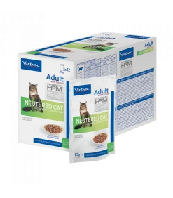 Virbac Vet HPM Wet Cat Adult Neutered Saumon Bouchées En Sauce 12 X 85 G