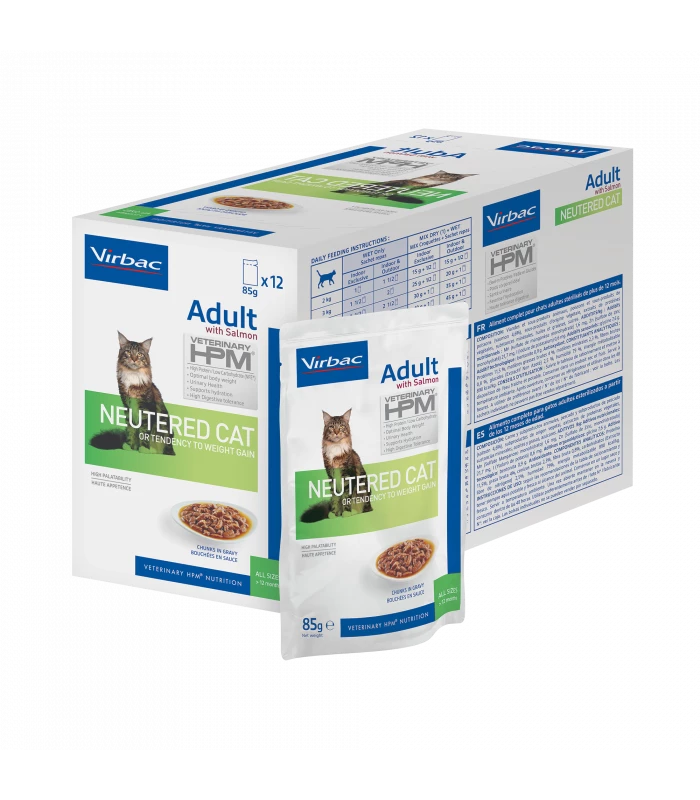 Virbac Vet HPM Wet Cat Adult Neutered Saumon Bouchées En Sauce 12 X 85 G 1 Virbac Vet HPM Wet Cat Adult Neutered Saumon Bouchées En Sauce 12 X 85 G